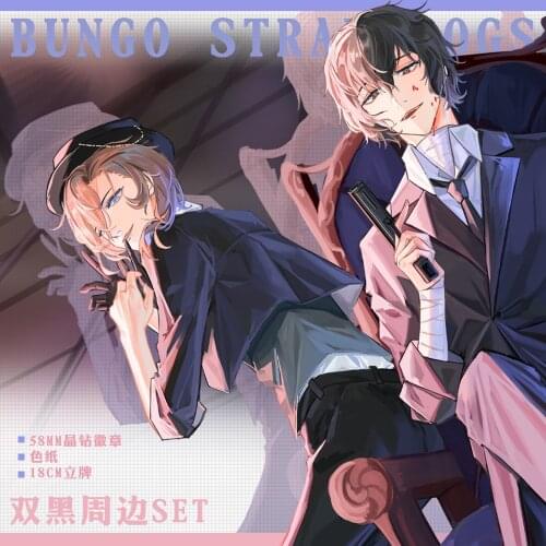 Anime Bungo Stray Dogs Dazai Osamu Nakahara Chuuya Acrylic Stand Model Figure Badge Brooch Button Pin Medal Metal Colored paper