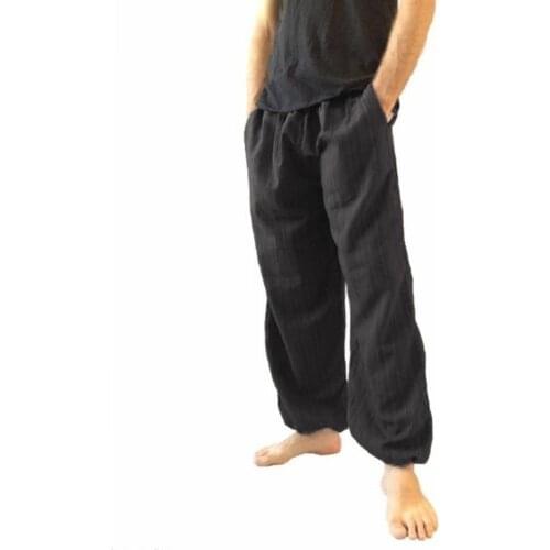 Casual Pants Men Plus Size Men Cotton Linen Long Pants Solid Color Wide Leg Loose Casual Trousers Mens Clothing 2021