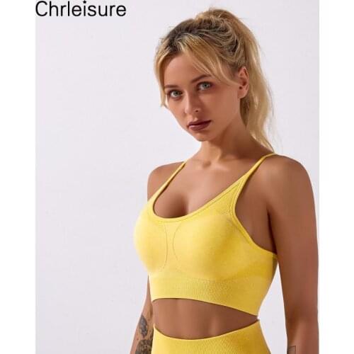CHRLEISURE Bra Workout Sports Gym Female Women Fitness Corset Top Running Haut Femme Push Up Stretchy Sexy Elasticity Bras