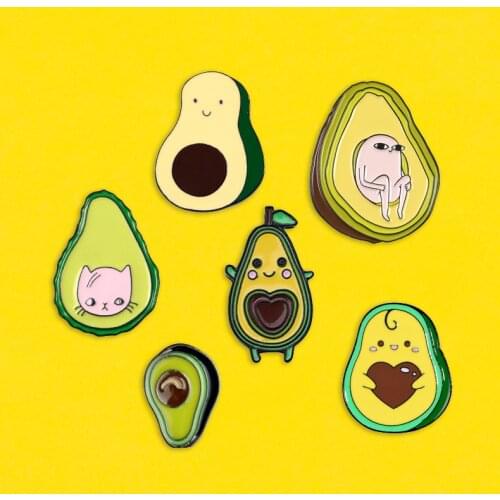 Enamel Pins Custom Small Fresh And Cute Fruits Cartoon Avocado Brooches Clothes Lapel Pin Badge Plant Jewelry Gifts For Friend