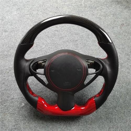 Racing Cuatomized Trim Real Carbon Fiber Sports Steering Wheel Alcantara Leather compatible for INFINITI FX30 FX35 FX37 2013