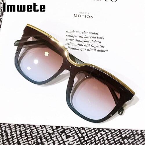 Imwete New Transparent Square Sunglasses Women Men Retro Designer Oversized Gradient Sun Glasses Outdoor Eyewear UV400