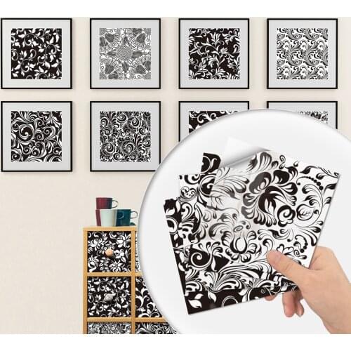 Creative new baroque black and white pattern tile paste waterproof wall decoration mural wall decorations living room