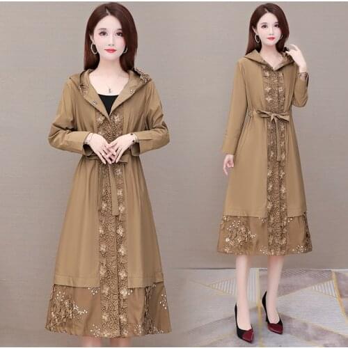 LBP-BAIPING Women's Denim Trench Coats