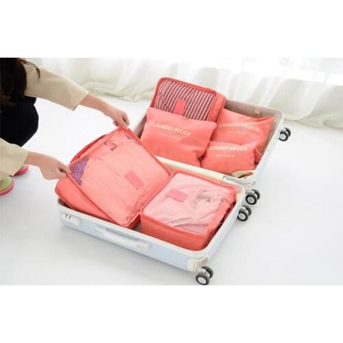 2021 Hot Selling 6Pcs Travel Clothes Storage Waterproof Bags Portable Luggage Organizer Pouch Packing Cube bag