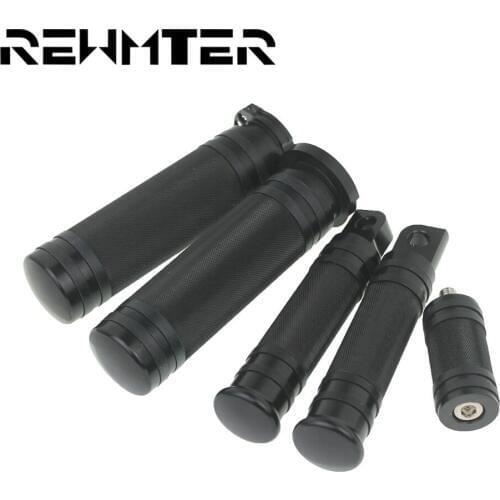 Motorcycle Black Handle Bar Grips+Footrest Foot Pegs+Shifter Nail For Harley Sportster 883 Touring Dyna Breakout Softail Custom