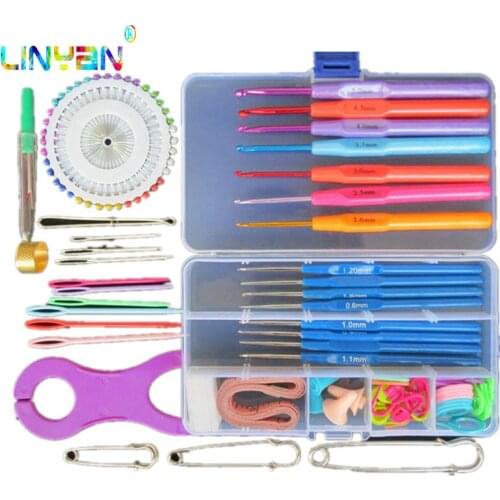 Sewing needles Knitting kit Colored metal plastic handle crochet Multi-color Aluminum Crochet crochet hook sewing machines t3