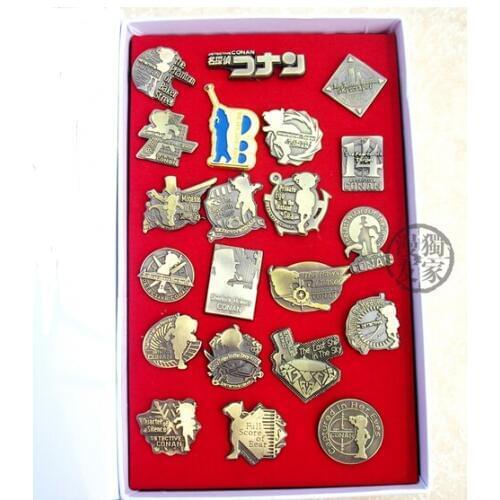New Anime Detective Conan 17th Anniversary Badges Pin Set Hardback Costumes Badge