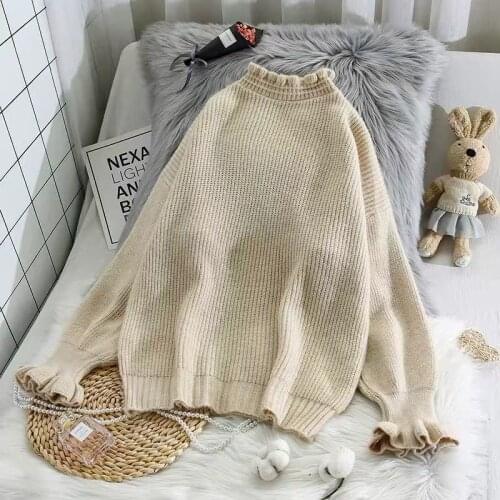 Solid Color Turtleneck Sweater Women Loose 2021 Autumn Winter New Pullover Long-sleeved Sweater Women Trendy Top Y312