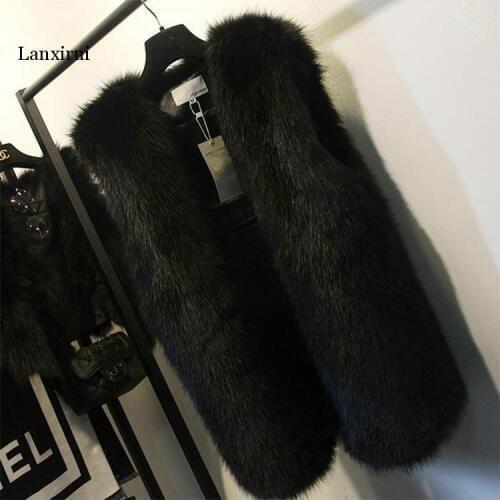 Autumn Winter Women Sleeveless Artificial Faux Fox Fur Vests Female Fashion Fake Fur Waistcoats Plus Size 4XL 5XL 6XL
