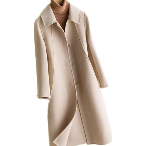 Autumn double faced woolen coat thickened middle long jacket for lady FL58132