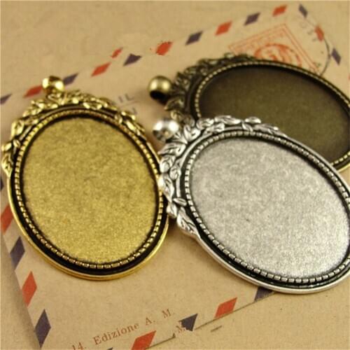 20Pcs/lot Fashion Cute Big Pendant Base 40*30MM Vintage Cameo Base for Jewelry Making