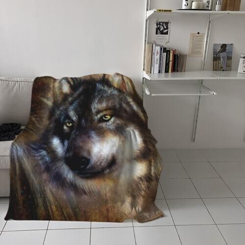 Wolf Animal Throw Blanket Home Sofa Decor Blanket Portable Soft Bedspread Microfiber Flannel Blankets for Beds