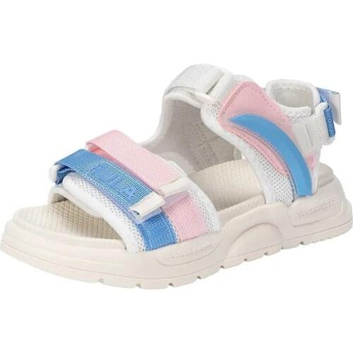 Womens Summer Sandals Thick Soled Open Toe Velcro Slip Casual Shoes Comfortable And Soft Beach Shoes Size 35-40