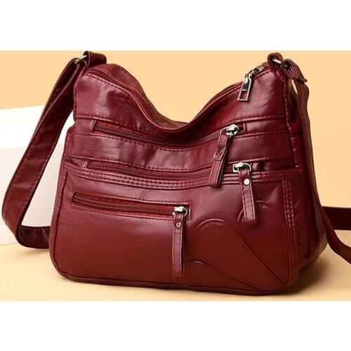 Solid Color PU Leather Shoulder Crossbody Bags for Women 2020 High Quality Multi-pocket Designer Casual Messenger Bag Sac A Main