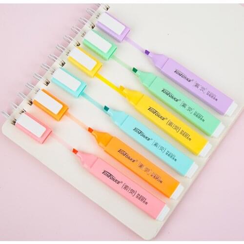 Light Fluorescent Pen 6pcs Student Hand Account Pen Eye Protection Fluorescent Pens Plain Marker Pens Student School Supplies