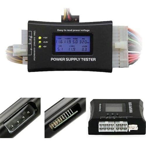 LCD Display ATX Power Supply Tester Chassis Power Test 20/24 Pin for PSU ATX SATA HDD Meter Measuring PC Computer Checker Tool
