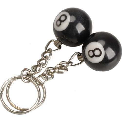 High Quality 2pcs Billiard Pool Keychain Snooker Table Ball Key Ring Gift NO 8 buckle Backpack Pendant Keychains Key Holder