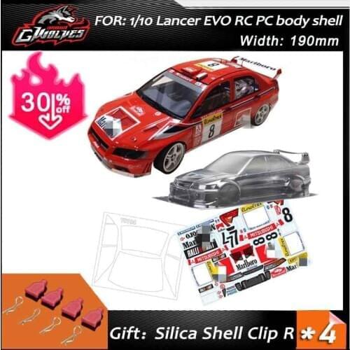 High quality 1/10 Lancer EVO RC PC body shell 190mm width Transparent no painted drift body shell RC hsp hpi trax mst Tamiya