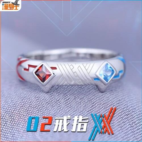 Japan Anime DARLING in the FRANXX 02 Jewelry Fashion S925 Sterling Silver Ring Adults Adjustable Couple Finger Ring Cosplay Gift