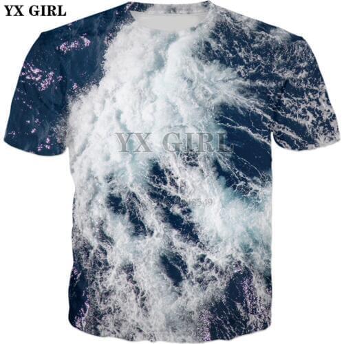 YX GIRL Drop shipping 2018 summer New style Fashion 3d t shirt Caribbean Splash Print Mens Womens casual T-Shirt