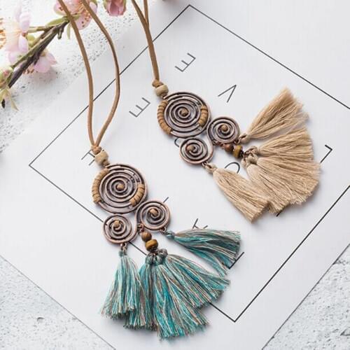 Women Bohemia style Sweater Chain tassel long statement necklace Female Fashion Boho Ethnic Jewelry Long Dresses Shirt Decor
