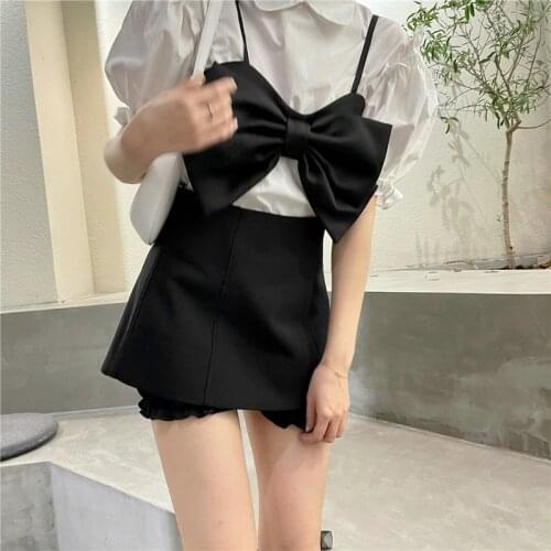 CX 2021 New Summer Women Black Fake Two-Piece Shorts Super High Waist Bud Skirt Show Thin Show Leg Length Temperament Trend Sexy