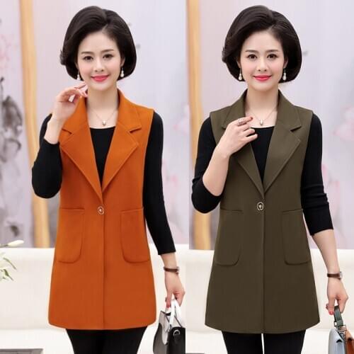 2020 Plus Size 5XL Elegant Fashion Moms Vest Long Red Womens Sleeveless Jacket Womens Vest Feminine Coat Long Waistcoat