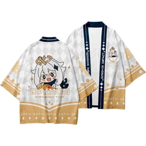 Genshin Impact Paimon Printed Women Harajuku Cardigan Kimono Summer Loose Shirt Tops Casual Man Kimonos Coat Yukata Robe Cosplay