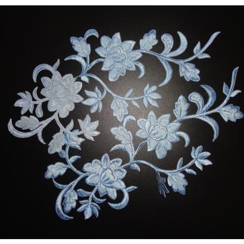 1pc Burgundy blue black white purple embroidered applique iron on 5 colors flower patches