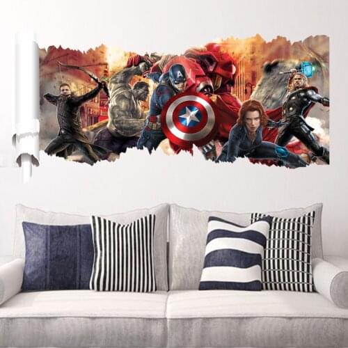 Marvel Avengers 3D Living Room Dining Room Wall Stickers Childrens Room Cartoon Wall Stickers Marvel Heroes Poster Stickers