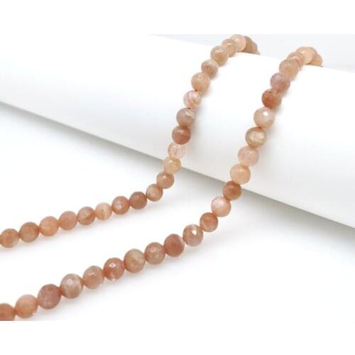 4-12mm Natural Gem High Quality Cutting AAA Orange Sunstone Round Stone Bead Bracelet Necklace Jewelry Making DIY Energy Crystal