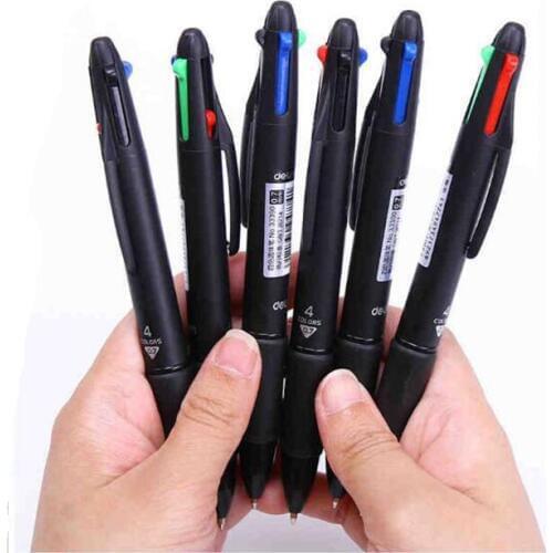 4 Color Ball Piont Pens Press-type Mutli Function, 0.7mm, Black, Red, Blue, Green, 3-Pack