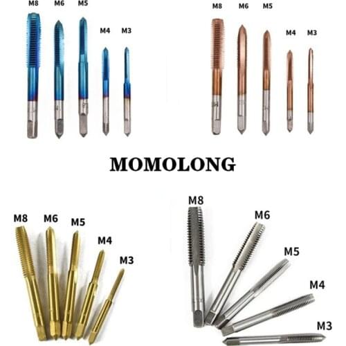 5pcs M3 M4 M5 M6 M8 Tap Sets HSS Drill Bits Spiral Trapezoidal Tap Hand Screw Taps HSS Metric Thread Tap