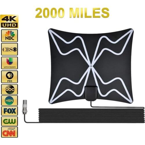 Ndoor TV Aerial Antenna Amplified HDTV Antenna 2000 Miles Long Range Support 4K HD Mode Smart TV Digital Antenna
