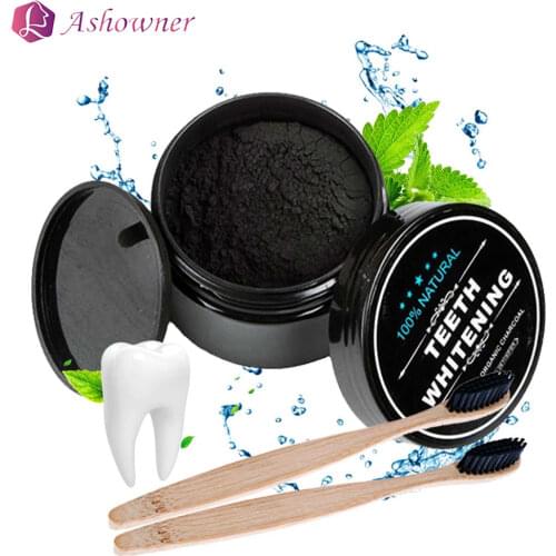 ASHOWNER Black Teeth Whitening Oral Care Charcoal Powder Natural Activated Charcoal Teeth Whitener Powder Oral Hygiene Clean
