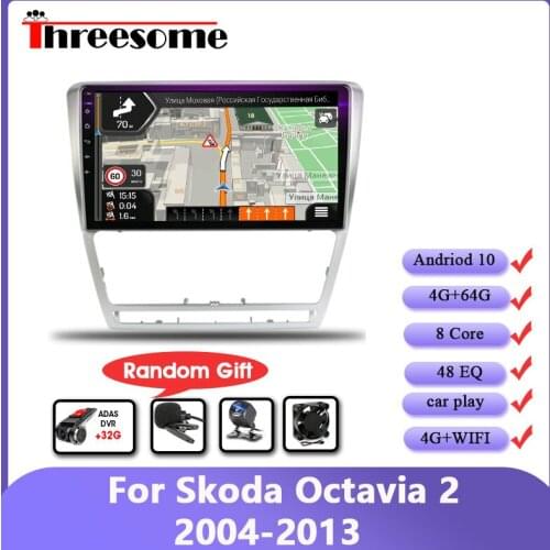 10" Car Radio 4G Net+Wifi For Skoda Octavia 2 2004-2013 2Din 4G+64G Multimedia Navigation GPS Player RDS Carplay Android 10