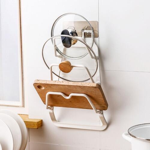 No Drilling Pot Pan Lid Cover Storage Rack Organizer Chopping Board Holder Drainer Kitchen Cabinet Door Accessories Space Saver