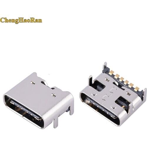 ChengHaoRan 6 Pin SMT Socket Connector Micro USB Type C 3.1 Female Placement SMD DIP For PCB design DIY high current charging