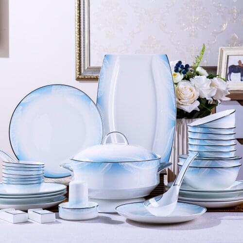 Jingdezhen Europe Internet celebri Guci ceramic bone china tableware dishes bowl plate soup spoon Western steak plate tableware