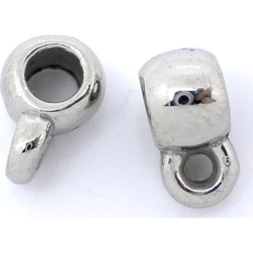 Doreen Box Lovely 300PCs Silver Color Smooth Cup Bail Beads 9x6mm Findings (B03151)