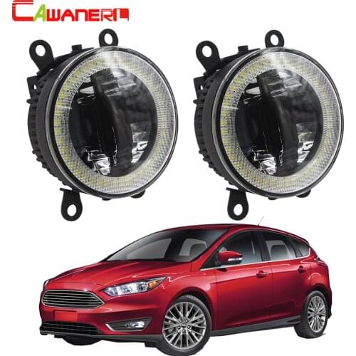 Cawanerl For Ford Focus MK2 MK3 2004-2015 Car LED Bulb Fog Light Daytime Running Light Angel Eye DRL 3000LM 12V 2 Pieces