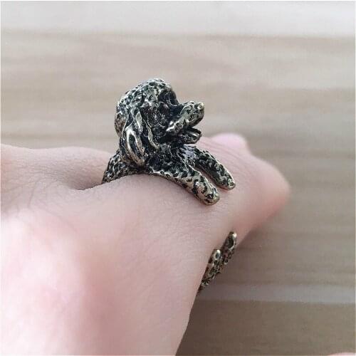 G.SKY 1PCS Adjustable New Fashion Teddy Dog Ring Free Size Cartoon Animal Dog Ring Jewelry For Pet Lovers