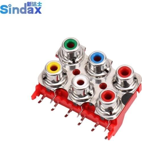 RCA Socket 6 hole RCA With The Core jack AV Audio Video Socket AV6-8.4-13D Connector 1PCS