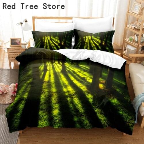 Natural Forest 3D Bedding Set Scenery Queen King Size Kids Comforter Beddings 2-3pcs Bedclothes Custom Duvet Cover Drop Shipping