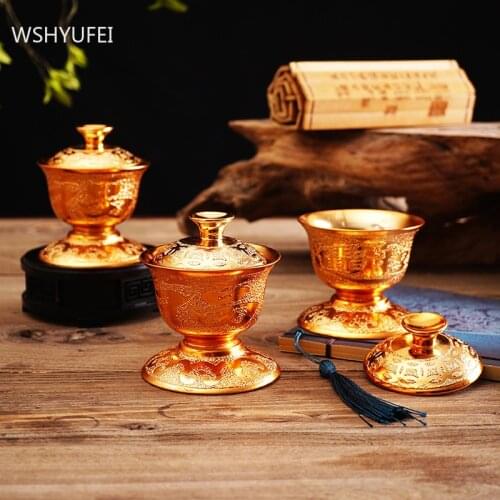 1 pc Chinese Style Holy Water Cup Ceramics God of Wealth Water Mugs Worship Buddha Water Purification Cups Buddhist Supplies