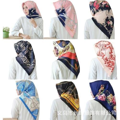 90*90cm muslim scarf square hijab women islamic headscarf Malaysia printed shawl headwrap foulard femme musulman female bandana