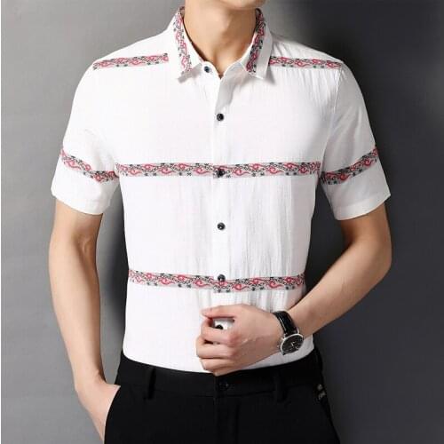 2021 Summer Mens Shirts Cotton White Work Clothes For Men Fashionable Big Size Blouse Husband Cozy Oversize Gents Casual Shirts