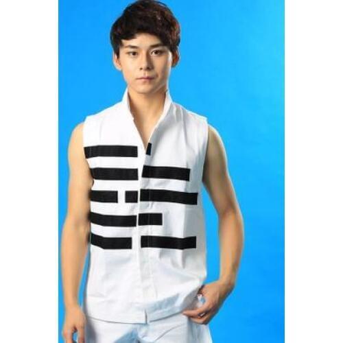 White stand collar vest Singer stage mens vest men brand roupas masculinas sexy tank 1 camisetas regatas 2XL Customizable