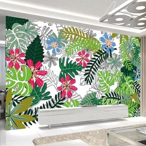 Custom Any Size Mural Wallpaper Modern 3D Rainforest Plant Leaf Wall Painting Living Room TV Sofa Bedroom Home Decor Wallpapers